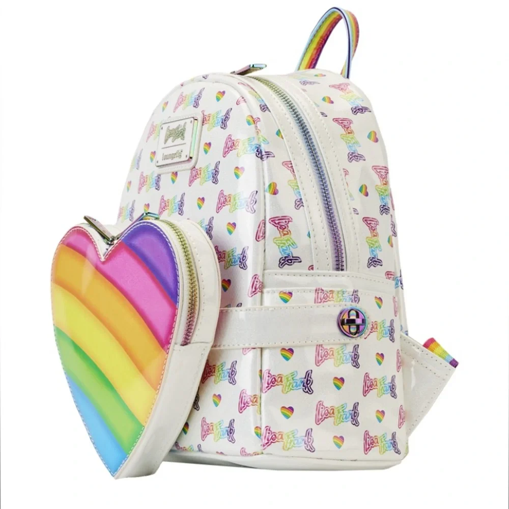 Loungefly Lisa Frank Rainbow Heart Mini‎ Backpack with Waist Bag Retro